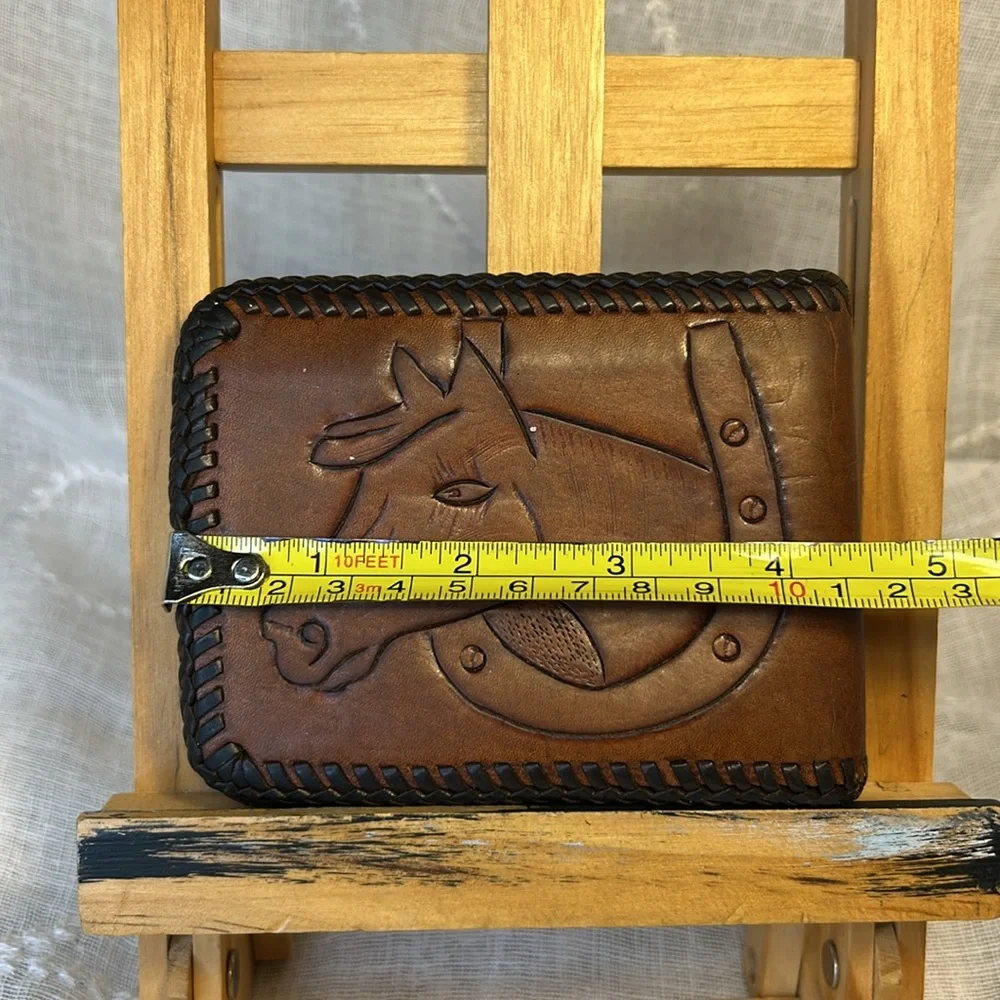 Handmade vintage equestrian horse cowboy bifold wallet